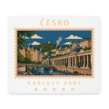 Tschechien Karlovy Vary Vintage Reisemarke - Mousepad (Querformat) - Weiß - Vorne