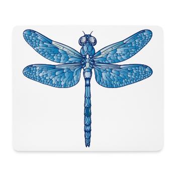 Blue dragonfly illustration in vector style - Mouse Pad (horizontal) - white - Front