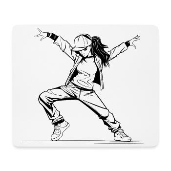 B-Girl Mädchen Zeichnung - Mousepad (Querformat) - Weiß - Vorne