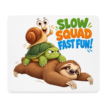 Slow Squad Fast Fun - Funny Slow Animals - Mousepad (Querformat) - Weiß - Vorne