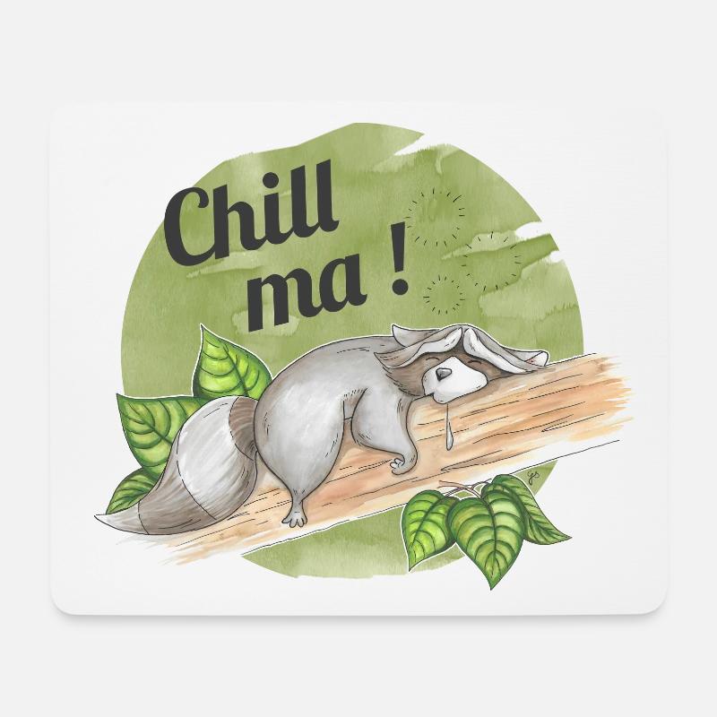 Chill ma - schlafender Waschbär - Mousepad (Querformat) - Weiß