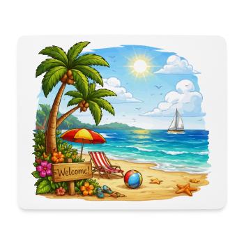 Willkommen am Tropenstrand - Mousepad (Querformat) - Weiß - Vorne
