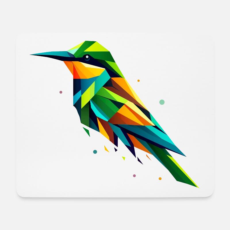 farbenfroher geometrischer Bienenfresser Vogel - Mousepad (Querformat) - Weiß