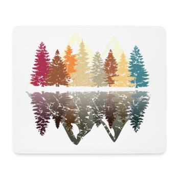 Wald am See im Grunge Retro Design - Mousepad (Querformat) - Weiß - Vorne