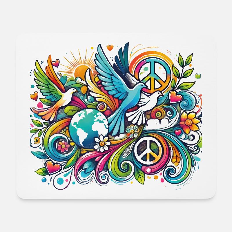 Farbexplosion Friedensvogel- Tag des Friedens - Mousepad (Querformat) - Weiß