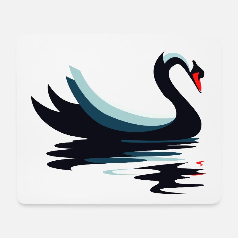 Schwimmender Schwan - Mousepad (Querformat) - Weiß