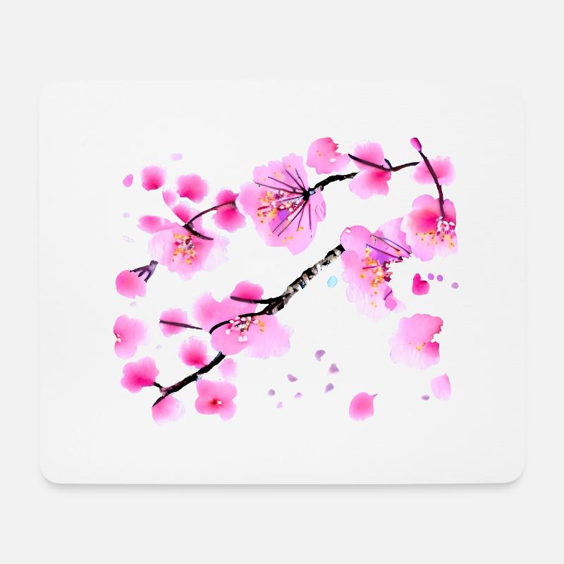 Sakura japonais en fleurs de cerisier - Tapis de souris (format paysage) - blanc