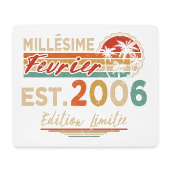 Millésime Né(e) Février 2006 Cadeau Anniversaire - Tapis de souris (format paysage) - blanc - Devant