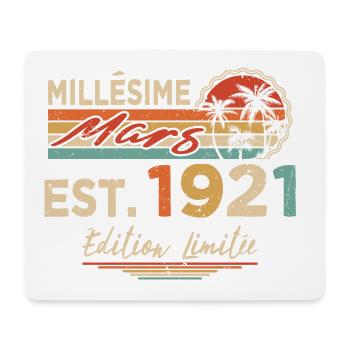 Millésime Né(e) Mars 1921 Cadeau Anniversaire - Tapis de souris (format paysage) - blanc - Devant