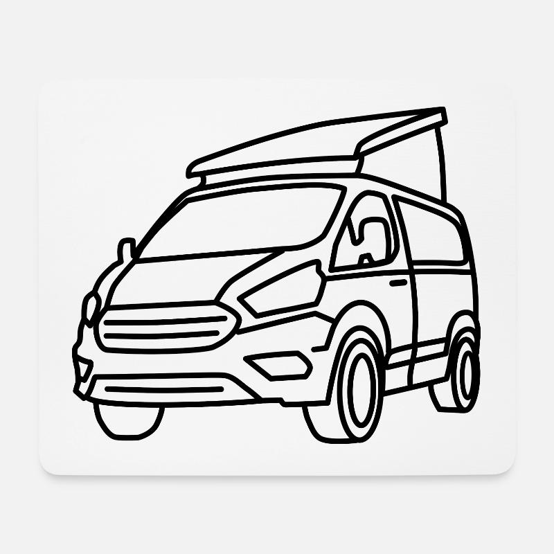 Campingbus mit Aufstelldach - Schwarze Kontur - Mousepad (Querformat) - Weiß