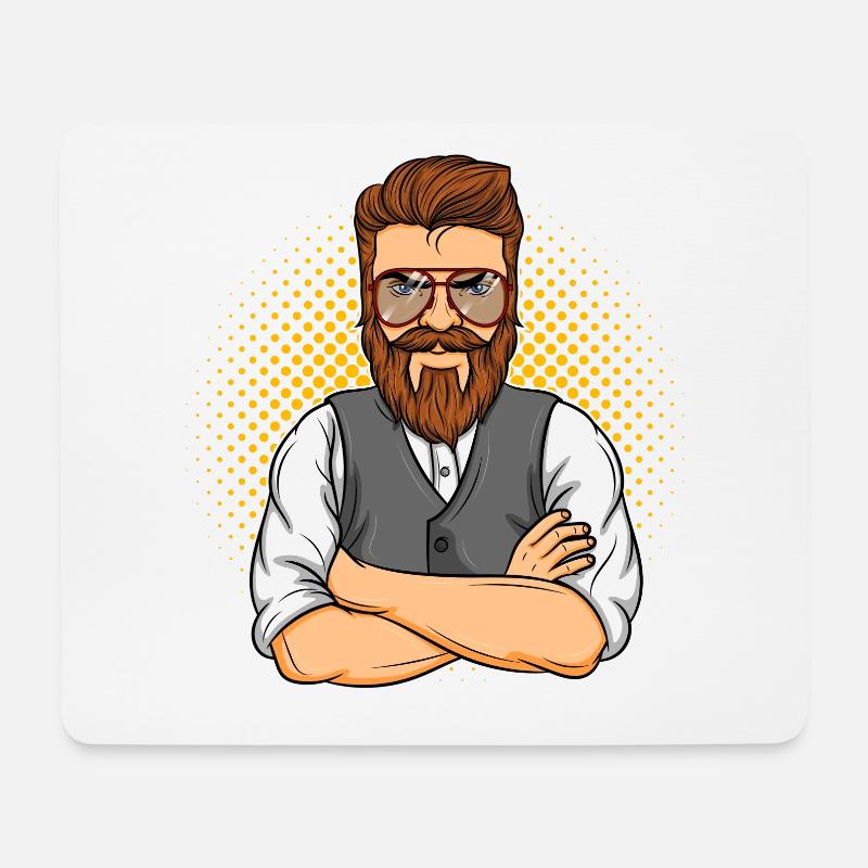 Hipster. Style. Bart. Mann. Shirt. Geschenkidee - Mousepad (Querformat) - Weiß