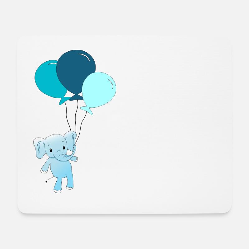 Personalisierbar Elefant mit Luftballons - Mousepad (Querformat) - Weiß