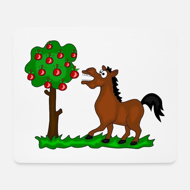 pferd baum - Mousepad (Querformat) - Weiß