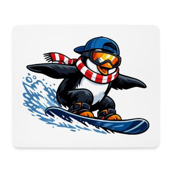 Pinguin Boarder Wintersport - Mousepad (Querformat) - Weiß - Vorne