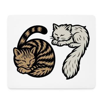 Schlafende 'Six Seven'-Katzen - Mousepad (Querformat) - Weiß - Vorne