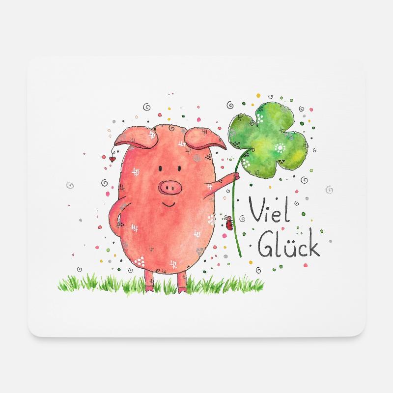 Schweinchen Lucky - Mousepad (Querformat) - Weiß
