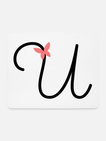 Buchstabe U Schmetterlingsbuchstabe - Mousepad (Querformat) - Weiß