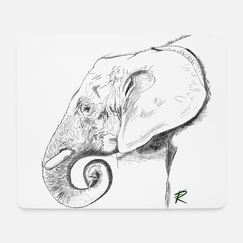 Elefant - Mousepad (Querformat) - Weiß