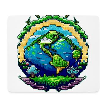 Globus in Pixelkunst - Mousepad (Querformat) - Weiß - Vorne
