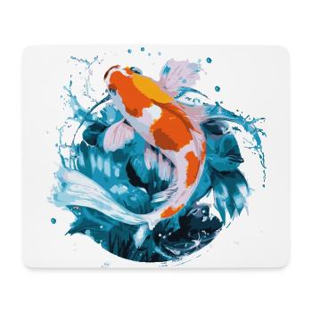 La carpe koï en action - Tapis de souris (format paysage) - blanc - Devant