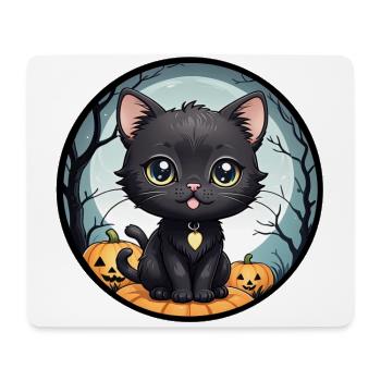 Halloween - Citrouilles de la pleine lune Black Cat - Tapis de souris (format paysage) - blanc - Devant