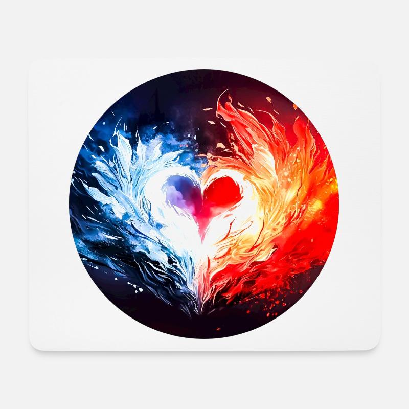 Herz aus Feuer und Eis - Mousepad (Querformat) - Weiß