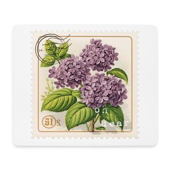 Vintage Briefmarke Violette Blumen - Mousepad (Querformat) - Weiß - Vorne