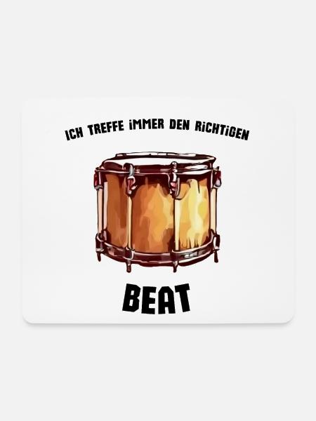 Ich treffe immer den Beat Schlagzeuger Spruch - Mousepad (Querformat) - Weiß