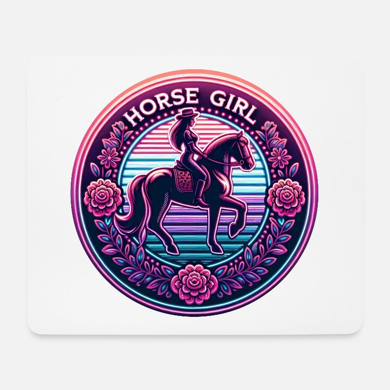 Fille de cheval - Tapis de souris (format paysage) - blanc