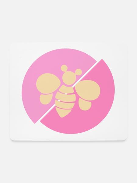 Pastel Pink Contrast Bee - Mouse Pad (horizontal) - white