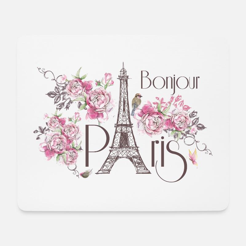 Bonjour Paris - Mousepad (Querformat) - Weiß