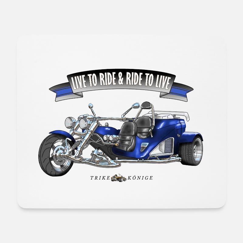 LIVE TO RIDE & RIDE TO LIVE (BLAU-SILBER) - Mousepad (Querformat) - Weiß
