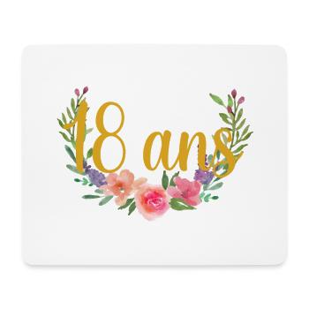 18 Ans Floral Doré - Tapis de souris (format paysage) - blanc - Devant
