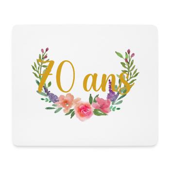 anniversaire fleurs âge 70ans - Tapis de souris (format paysage) - blanc - Devant