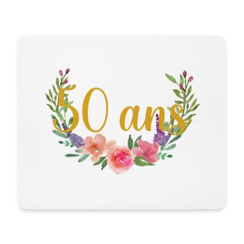 age anniversaire fleurs 50 ans - Tapis de souris (format paysage) - blanc - Devant