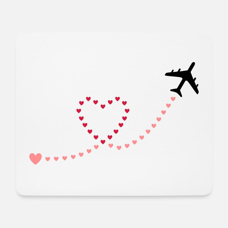 ★ Designfarben änderbar ★ Flugzeug, Herzen - Mousepad (Querformat) - Weiß