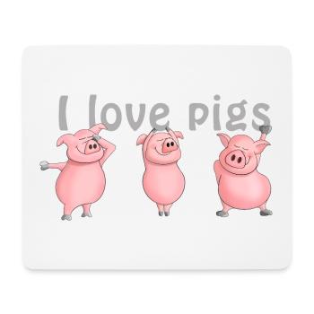 Schwein "I love pigs" - Mousepad (Querformat) - Weiß - Vorne