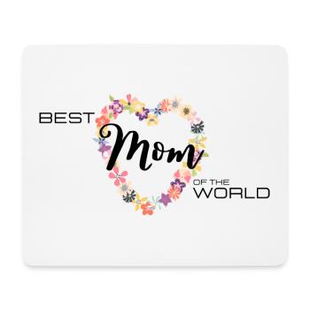 Best Mom of the World Blumen Herz - Mousepad (Querformat) - Weiß - Vorne