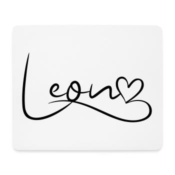 Léon Nom Prénom Coeur Décor - Tapis de souris (format paysage) - blanc - Devant