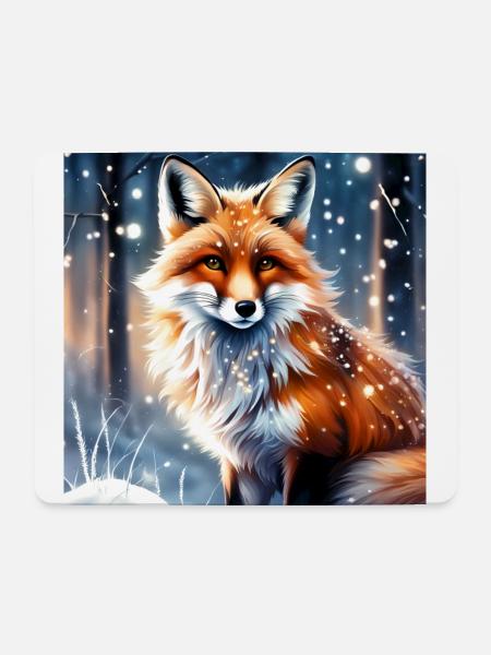 Fuchs im Schnee - Mousepad (Querformat) - Weiß
