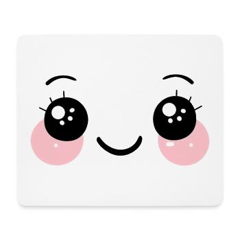 Visage heureux, souriant, yeux kawaii - Tapis de souris (format paysage) - blanc - Devant
