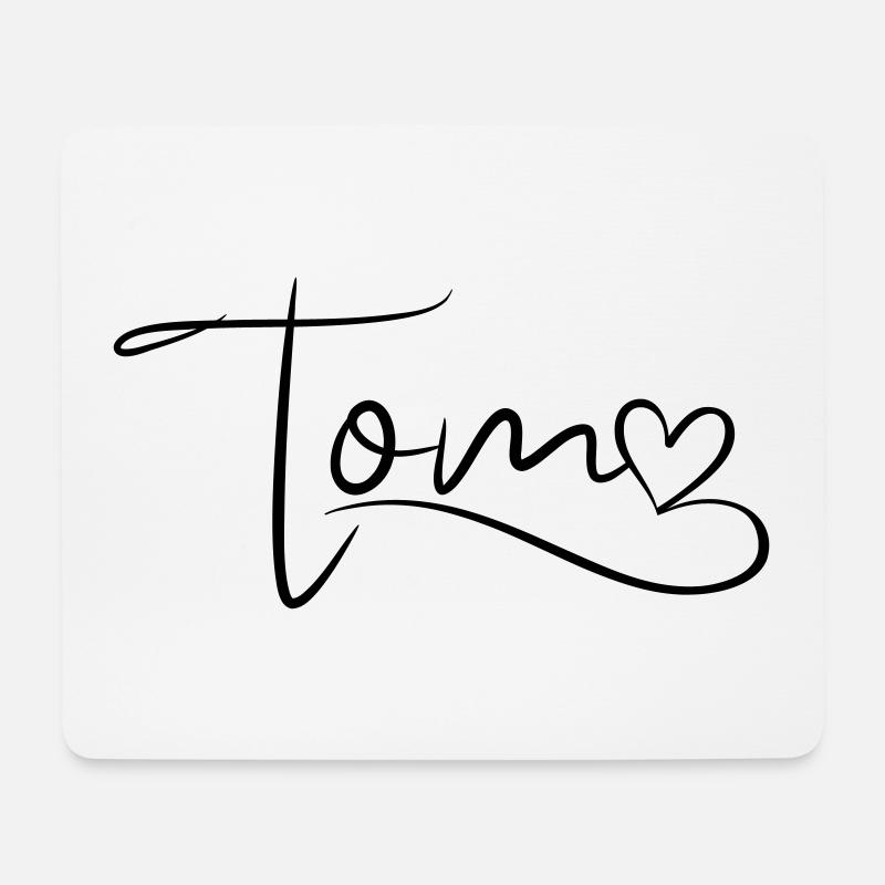 Tom Name Vorname Herzdekor - Mousepad (Querformat) - Weiß