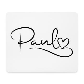 Paul Nom Prénom Coeur Décor - Tapis de souris (format paysage) - blanc - Devant