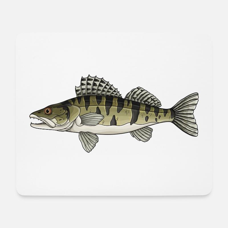 Conception de poissons prédateurs à zanders pour pêcheurs - Tapis de souris (format paysage) - blanc