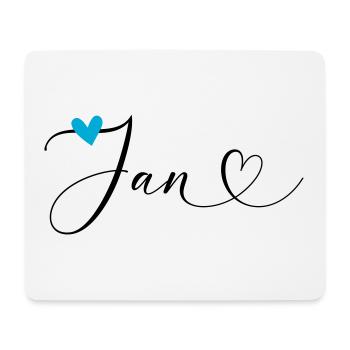 Jan Last name First name Calligraphy heart - Mouse Pad (horizontal) - white - Front