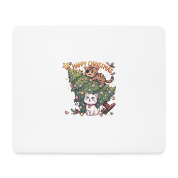 Happy Christmas – Süße Katzen & Weihnachtschaos - Mousepad (Querformat) - Weiß - Vorne