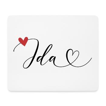 Ida Nom Prénom Calligraphie Coeur - Tapis de souris (format paysage) - blanc - Devant