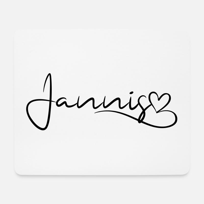 Jannis Name Vorname Herzdekor - Mousepad (Querformat) - Weiß