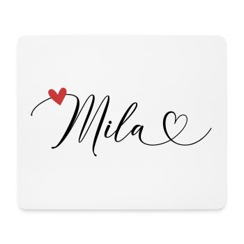 Mila Name Vorname Kalligrafieherz - Mousepad (Querformat) - Weiß - Vorne