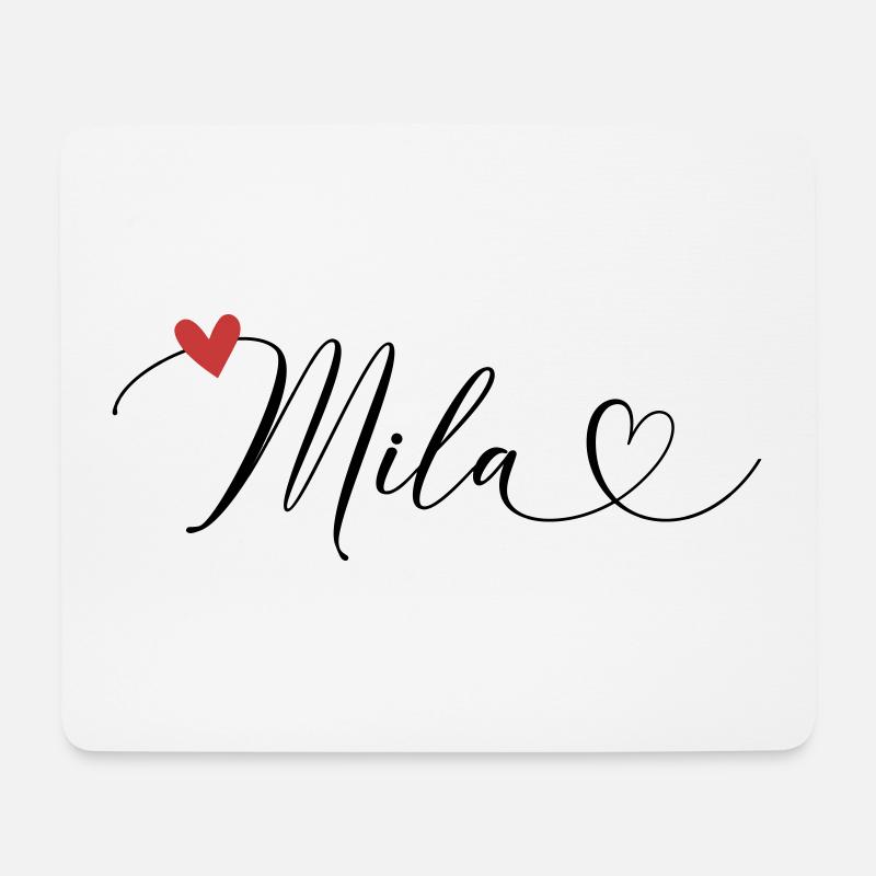 Mila Name Vorname Kalligrafieherz - Mousepad (Querformat) - Weiß